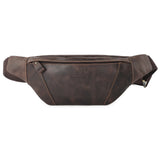 Royal Bagger Men Crazy Horse Leather Waist Pack Shoulder Bag Retro Genuine Cowhide Chest Bags Outdoor Sport Cycling Phone Pocket