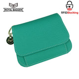 Royal Bagger RFID Short Wallets for Women Genuine Cow Leather Fashion Card Holder with Key Ring Holders Clutch Slim Coin Purse